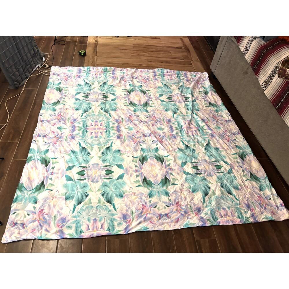 Pottery Barn Soft Floral Duvet Cover Queen Organic Cotton 90"x88"